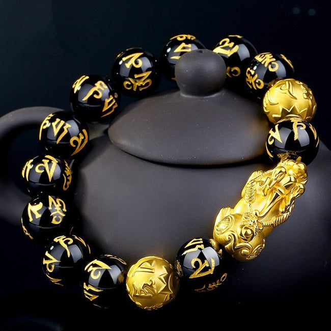 2PCS Obsidian Stone Beads Bracelet for men