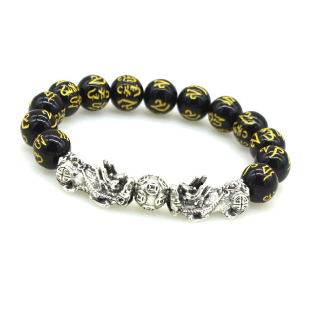 2PCS Obsidian Stone Beads Bracelet for men