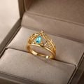 Vintage Opal Rings For Women Stainless Steel