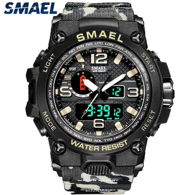 Men 50M Waterproof  Dual Display Wristwatch